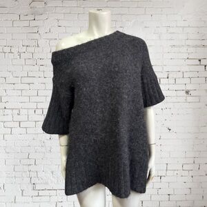 JARBO alpaca merino deconstructed asymmetrical gray off shoulder sweater medium